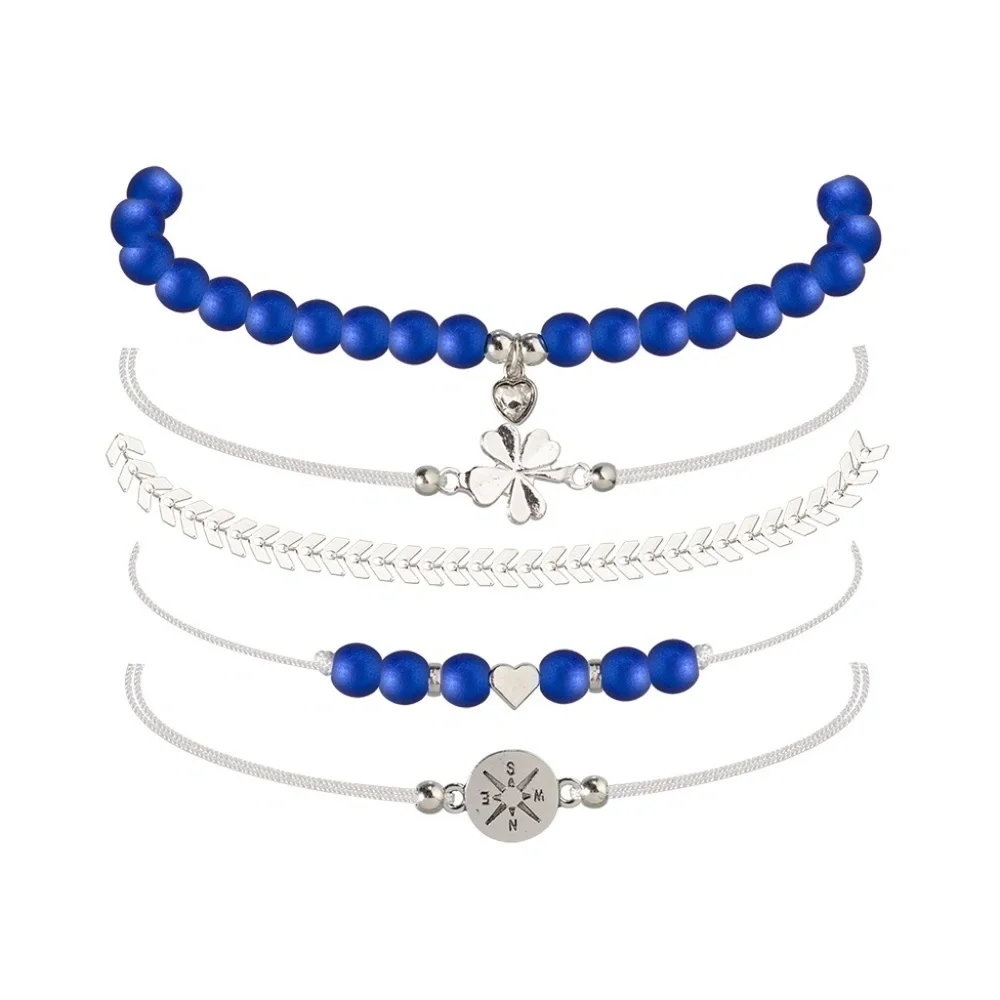 *ELKIE* 5-Pc Silver x Blue Fashion Bracelet Set